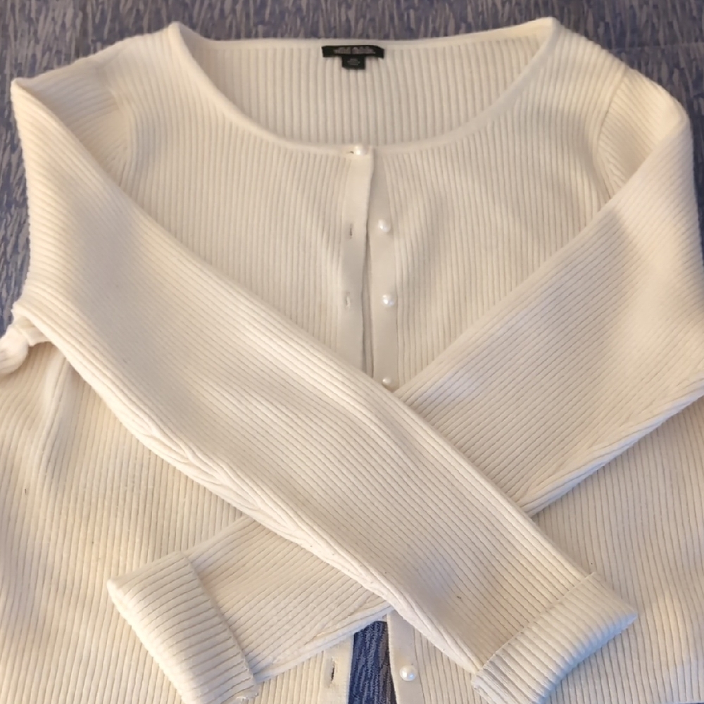 Wild Fable White Ribbed Cardigan